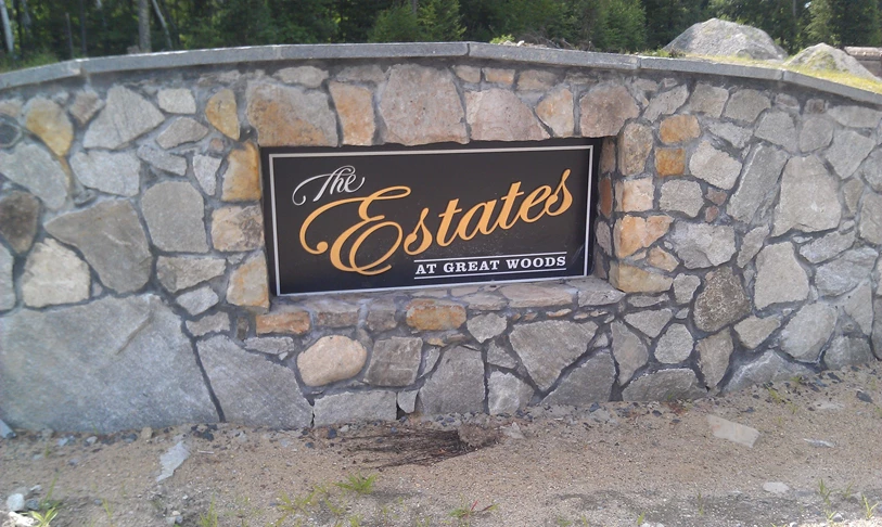MA Real Estate stone and dimensional letter sign NH